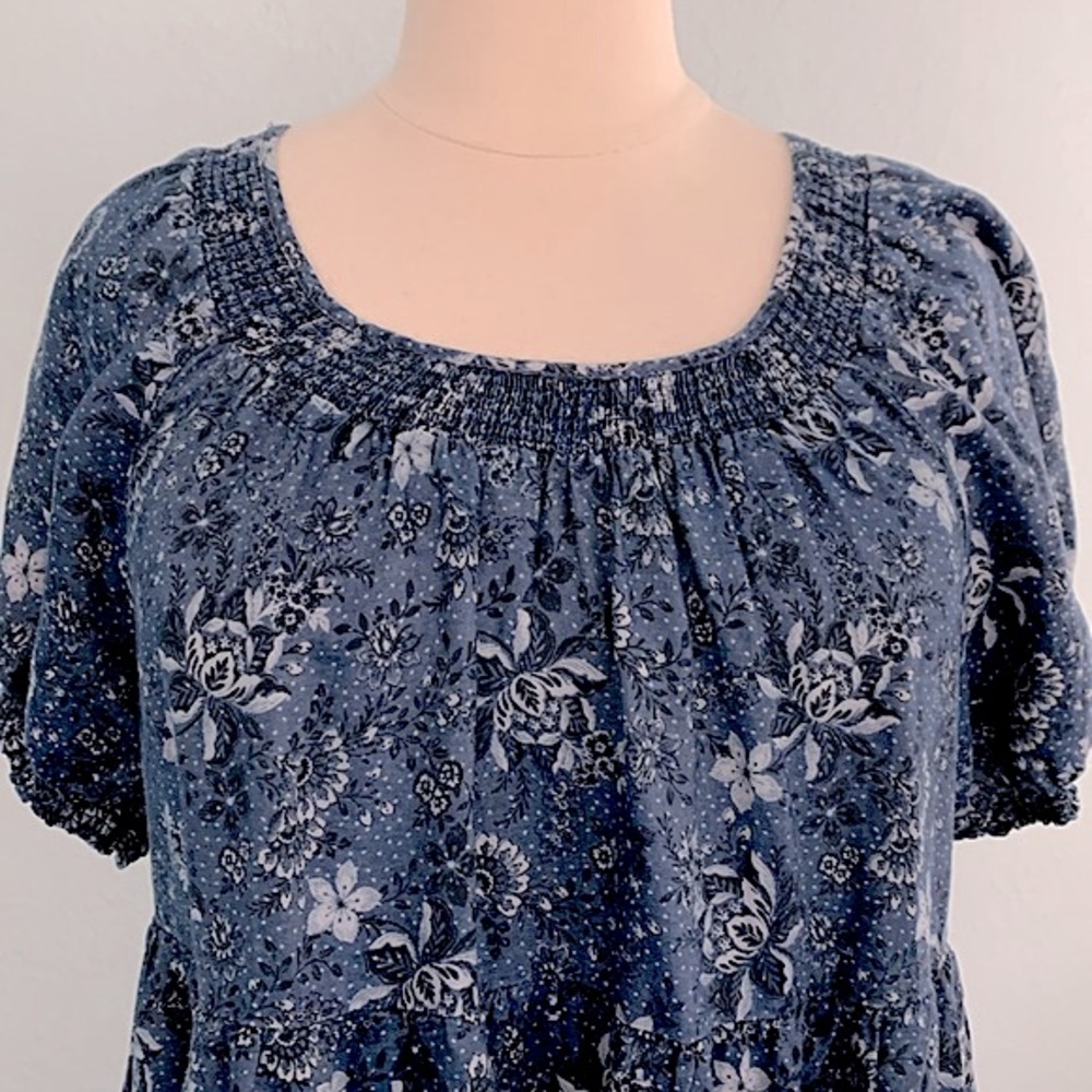 Torrid Chambray Puff Sleeve Smocked Dress - Picture 6 of 14
